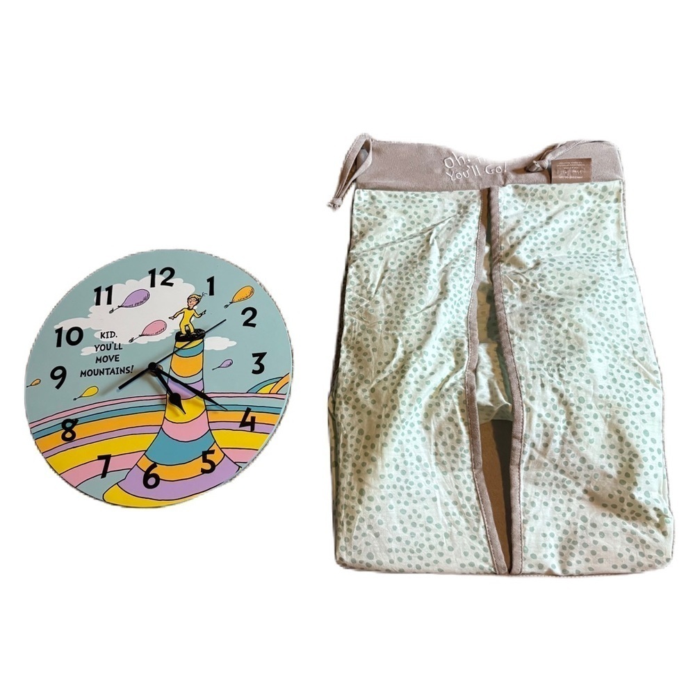 Dr. Seuss Oh the Places You’ll Go Trend Lab Diaper Holder Storage & Wall Clock